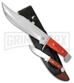 Frost Cutlery Chipaway Bowie Brown Pakkawood Fixed Blade Knife Set - Satin Plain