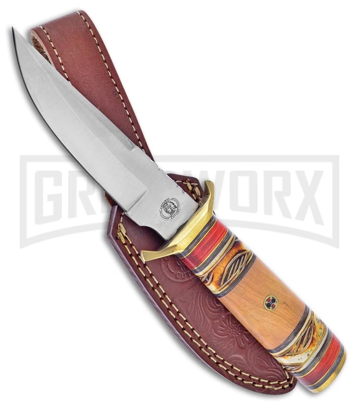 Frost Cutlery Chipaway Buck Skin Bone/Wood Fixed Blade Knife - Satin Plain 1 Frost Cutlery Chipaway Buck Skin Bone/Wood Fixed Blade Knife - Satin Plain
