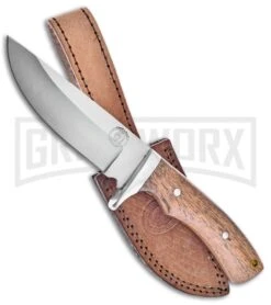 Frost Cutlery Chipaway Classic Hunter Olive Wood Fixed Blade Knife - Satin Plain