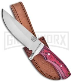 Frost Cutlery Chipaway Classic Hunter Red Wood Fixed Blade Knife - Satin Plain