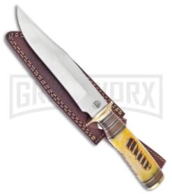 Frost Cutlery Chipaway Raw Brown Jigged Bone Fixed Blade Knife - Satin Plain
