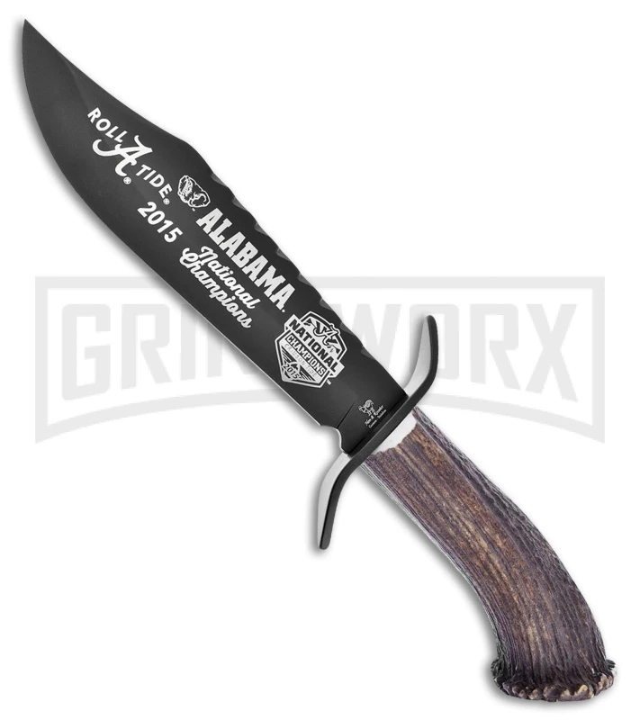 Frost Cutlery Hen & Rooster Alabama Bowie Stag Fixed Blade Knife - Black Plain 1 Frost Cutlery Hen & Rooster Alabama Bowie Stag Fixed Blade Knife - Black Plain