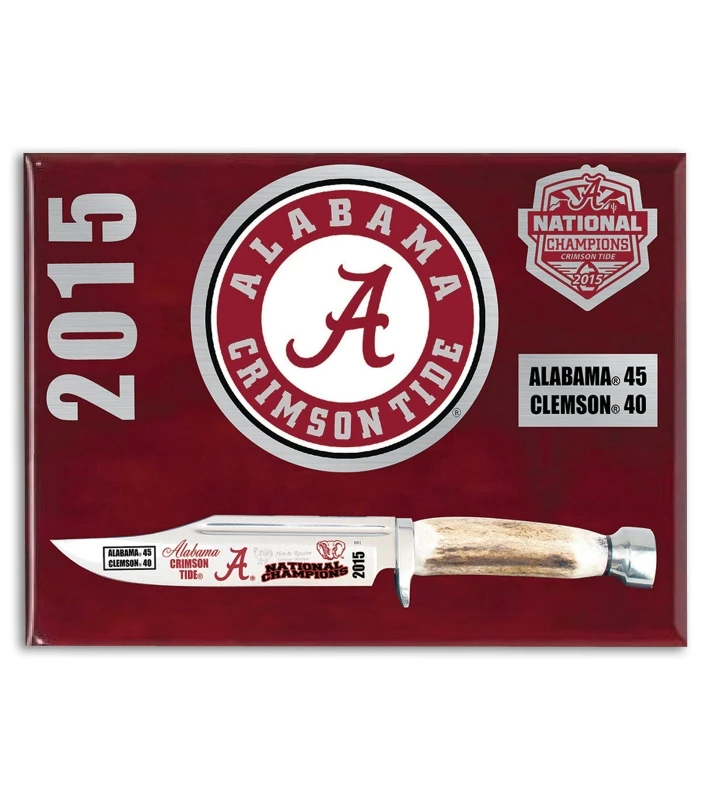 Frost Cutlery Hen & Rooster Alabama Bowie Stag Fixed Blade Knife W/ Plaque 1 Frost Cutlery Hen & Rooster Alabama Bowie Stag Fixed Blade Knife W/ Plaque