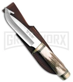 Frost Cutlery Hen & Rooster Game Hook Stag Fixed Blade Knife - Satin Plain