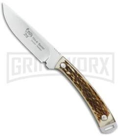 Frost Cutlery Hen & Rooster Small Hunter Stag Fixed Blade Knife - Satin Plain