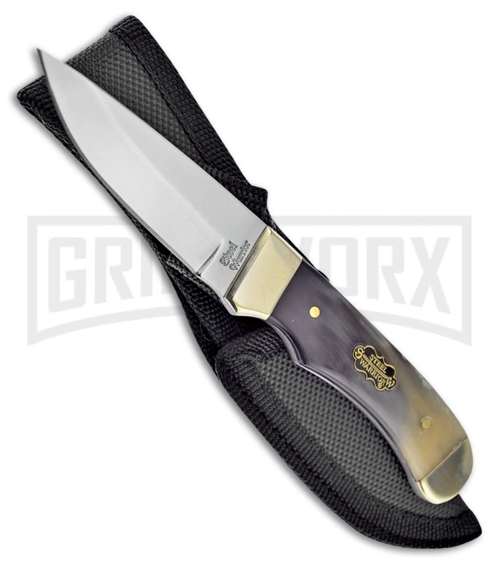 Frost Cutlery Steel Warrior Coon Hunter Ox Horn Fixed Blade Knife - Satin Plain 1 Frost Cutlery Steel Warrior Coon Hunter Ox Horn Fixed Blade Knife - Satin Plain