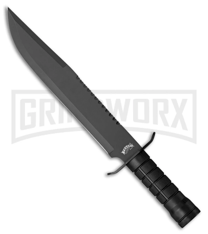Frost Cutlery Survival Scout I Black Fixed Blade Knife - Black Plain 1 Frost Cutlery Survival Scout I Black Fixed Blade Knife - Black Plain
