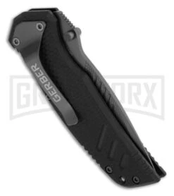 Gerber Knives Mini Swagger AO Black Spring Assisted Knife - Black Plain -Kershaw Sale Store gerber folder mini swagger ao 30 000641 side large
