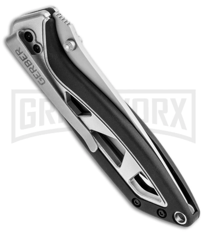 Gerber Knives Outrigger XL Black/Silver Assisted Opening Knife - Bead Blast Serr 2 Gerber Knives Outrigger XL Black/Silver Assisted Opening Knife - Bead Blast Serr - Image 2