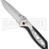 Gerber Knives Outrigger XL Black/Silver Assisted Opening Knife - Bead Blast Serr -Kershaw Sale Store gerber outrigger xl 30 000690 folder serr black satin large