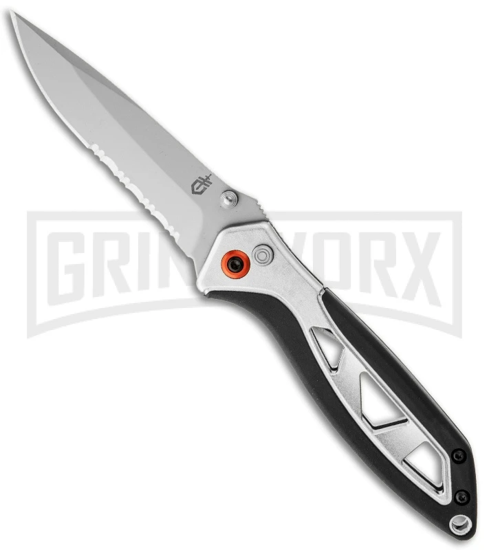 Gerber Knives Outrigger XL Black/Silver Assisted Opening Knife - Bead Blast Serr 1 Gerber Knives Outrigger XL Black/Silver Assisted Opening Knife - Bead Blast Serr