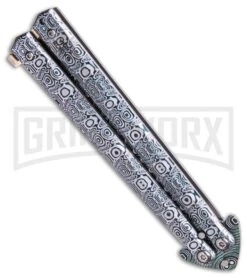 Chalkhill Balisong Black Butterfly Knife - Spear Point Pattern Finished -Kershaw Sale Store green white painted balisong butterfly knife GX 37634 td side large