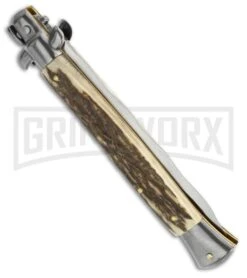 Frank B 11" Stag Horn Automatic Stiletto (Kriss) 3 Frank B 11" Stag Horn Automatic Stiletto (Kriss) -Kershaw Sale Store italian stiletto fb 11 stag kriss side large