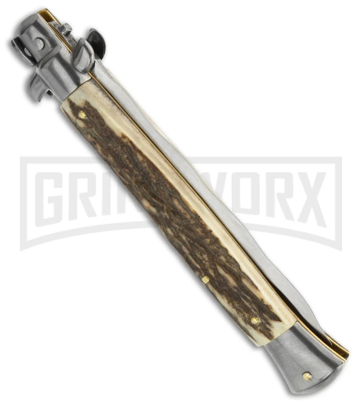 Frank B 11" Stag Horn Automatic Stiletto (Kriss) 2 Frank B 11" Stag Horn Automatic Stiletto (Kriss) - Image 2