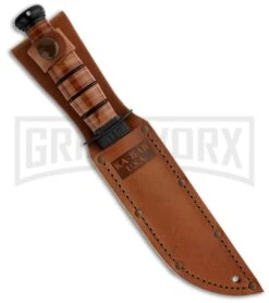 Ka-Bar Bowie Short USA Fighting/Utility Knife W/Leather Sheath - Black Plain -Kershaw Sale Store ka bar fixed 02 1251 short black wood sheath large