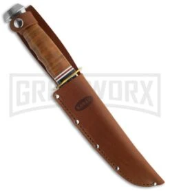 Ka-Bar Bowie Leather Handle Fixed Blade Knife - Polish Plain -Kershaw Sale Store ka bar fixed 1236 bowie sheath large