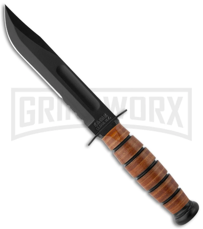 Ka-Bar Bowie Short USMC Fighting / Utility Knife - Black Plain 1 Ka-Bar Bowie Short USMC Fighting / Utility Knife - Black Plain