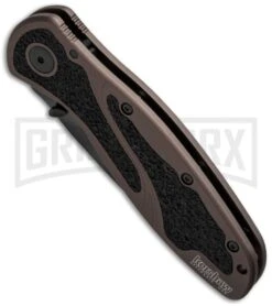 Kershaw Blur Brown Assisted Opening Knife - Tanto Tiger Stripe Serr -Kershaw Sale Store kershaw blur ser 1670brnttsst bottom cm large