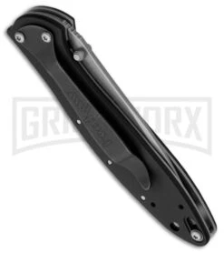 Kershaw Leek Black Aluminum Assisted Opening Knife - Stonewash Plain -Kershaw Sale Store kershaw leek 1660swblk side large
