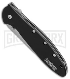Kershaw Leek Black Assisted Opening Knife - Bead Blast Serr -Kershaw Sale Store kershaw leek black bb KS1660C27ST BHQ 49610 er spine large
