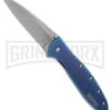 Kershaw Leek Blue Assisted Opening Knife - Stonewash Plain -Kershaw Sale Store kershaw leek blue stone wash 1660swblue large