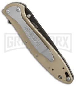 Kershaw Leek Desert Sand Assisted Opening Knife - Bead Blast Plain -Kershaw Sale Store kershaw leek desert sand KS1660DSBLK BHQ 49608 er side large