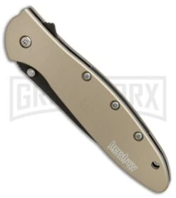 Kershaw Leek Desert Sand Assisted Opening Knife - Bead Blast Plain -Kershaw Sale Store kershaw leek desert sand KS1660DSBLK BHQ 49608 er spine large