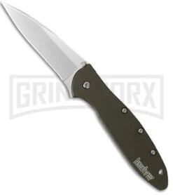Kershaw Leek Olive Spring Assisted Knife - Bead Blast Plain