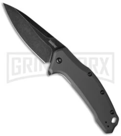 Kershaw Link Liner Lock Knife Gray Aluminum BlackWash Drop Point
