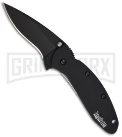 Kershaw Scallion Black Assisted Opening Knife - Black Plain