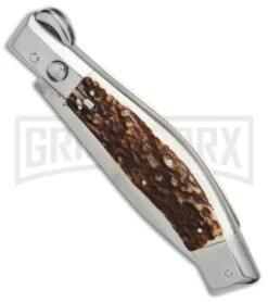 Lepre 10' Stag Horn Picklock Automatic Knife - Satin Plain -Kershaw Sale Store lepre 10in stag horn BP 18834 er spine large