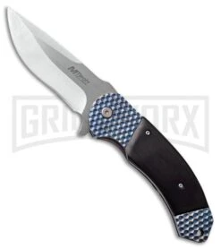 M-Tech Bruiser Blue Pakkawood Spring Assisted Knife - Satin Plain