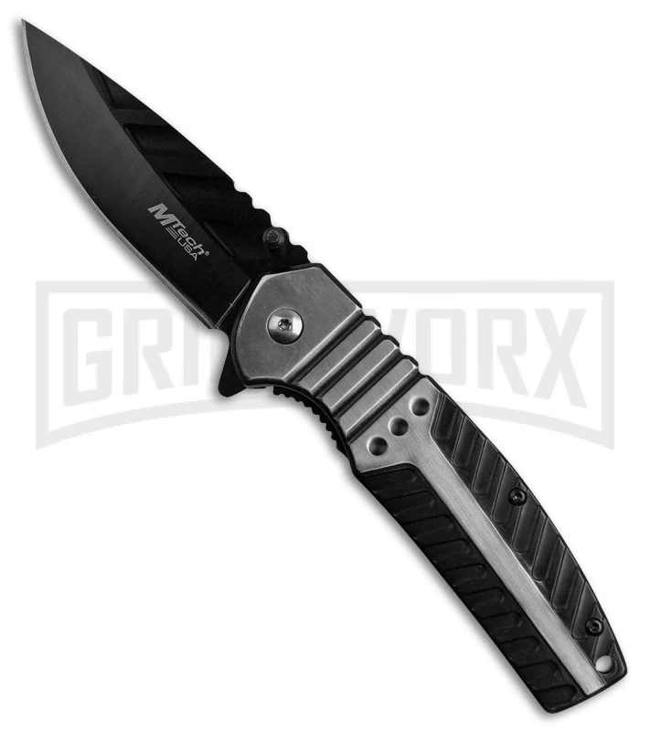 M-Tech USA Scuffle Gray Spring Assisted Knife - Black Plain 1 M-Tech USA Scuffle Gray Spring Assisted Knife - Black Plain
