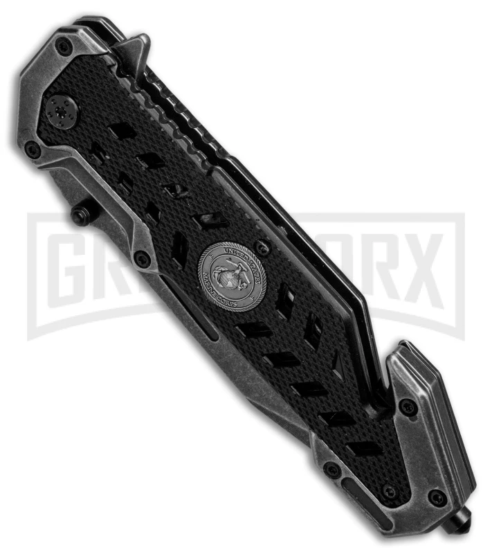 M-Tech Jax Marine Black Spring Assisted Knife - Black Serrated 2 M-Tech Jax Marine Black Spring Assisted Knife - Black Serrated - Image 2