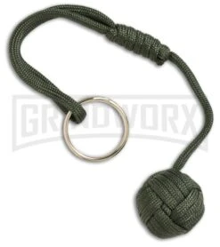 Monkeyz Fist Green Paracord Lanyard Knot Keychain (Small 3/4" Ball)