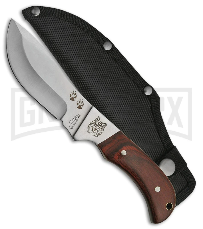 Rite Edge Wolf Skinner Brown Wood Fixed Blade Knife - Satin Plain 2 Rite Edge Wolf Skinner Brown Wood Fixed Blade Knife - Satin Plain - Image 2