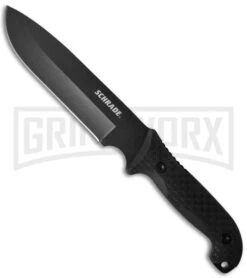 Schrade SCHF52 Frontier Black TPE Fixed Blade Knife - Black Plain