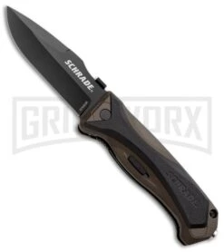 Schrade Brown Drop Point MAGIC Spring Assisted Knife SCHA6LBR (3.75" Plain)