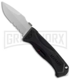 Schrade Black MAGIC Spring Assisted Knife - Bead Blast Serr