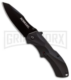 Schrade Black MAGIC Spring Assisted Knife- Black Plain