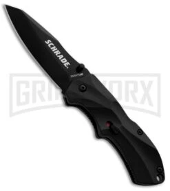 Schrade Small Black Spring Assisted Knife - Black Plain