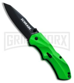 Schrade Large Green Spring Assisted Knife - Black Plain