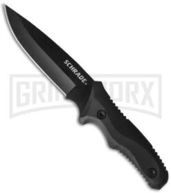 Schrade SCHF39 Guide Master Sling Shot Fixed Blade Knife - Black Plain -Kershaw Sale Store schrade schf39 knife cm large