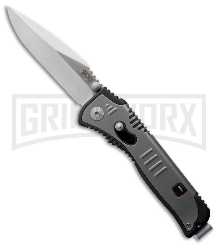 SOG Knives Flashback Mini Grey Spring Assisted Knife - Satin Plain 1 SOG Knives Flashback Mini Grey Spring Assisted Knife - Satin Plain
