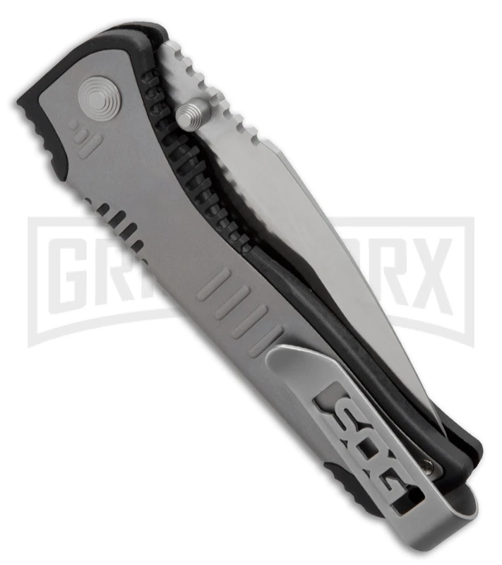 SOG Knives Flashback Mini Grey Spring Assisted Knife - Satin Plain 2 SOG Knives Flashback Mini Grey Spring Assisted Knife - Satin Plain - Image 2