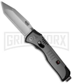 SOG Knives Flashback Silver Spring Assisted Knife - Tanto Satin Plain