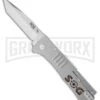 SOG Black SlimJim Grey Spring Assisted Knife - Tanto Satin Plain 5 SOG Black SlimJim Grey Spring Assisted Knife - Tanto Satin Plain -Kershaw Sale Store sog folder slimjim tanto sj33 cp large