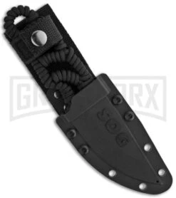 SOG Knife Tangle Fixed Blade Knife - Satin Plain -Kershaw Sale Store sog tangled fixed black fx32k sheath large