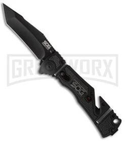 SOG Knives Trident Elite Spring Assisted Knife - Tanto Black Plain