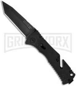 SOG Trident TF-7 Black Spring Assisted Knife - Tanto Black Plain
